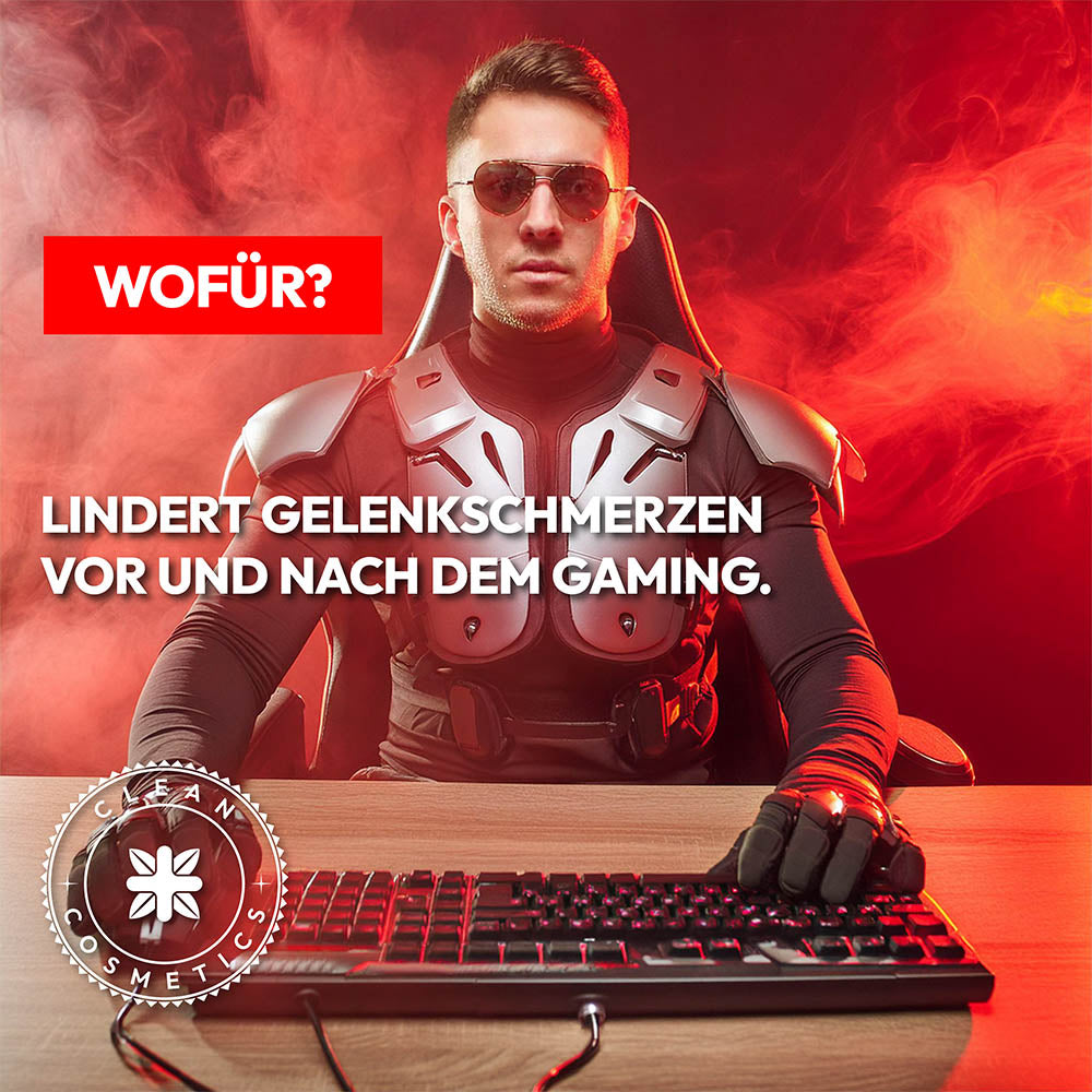 Nahaufnahme der Gaming Gelenkcreme-Textur – Zeigt die pflegende und nicht fettende Formulierung.