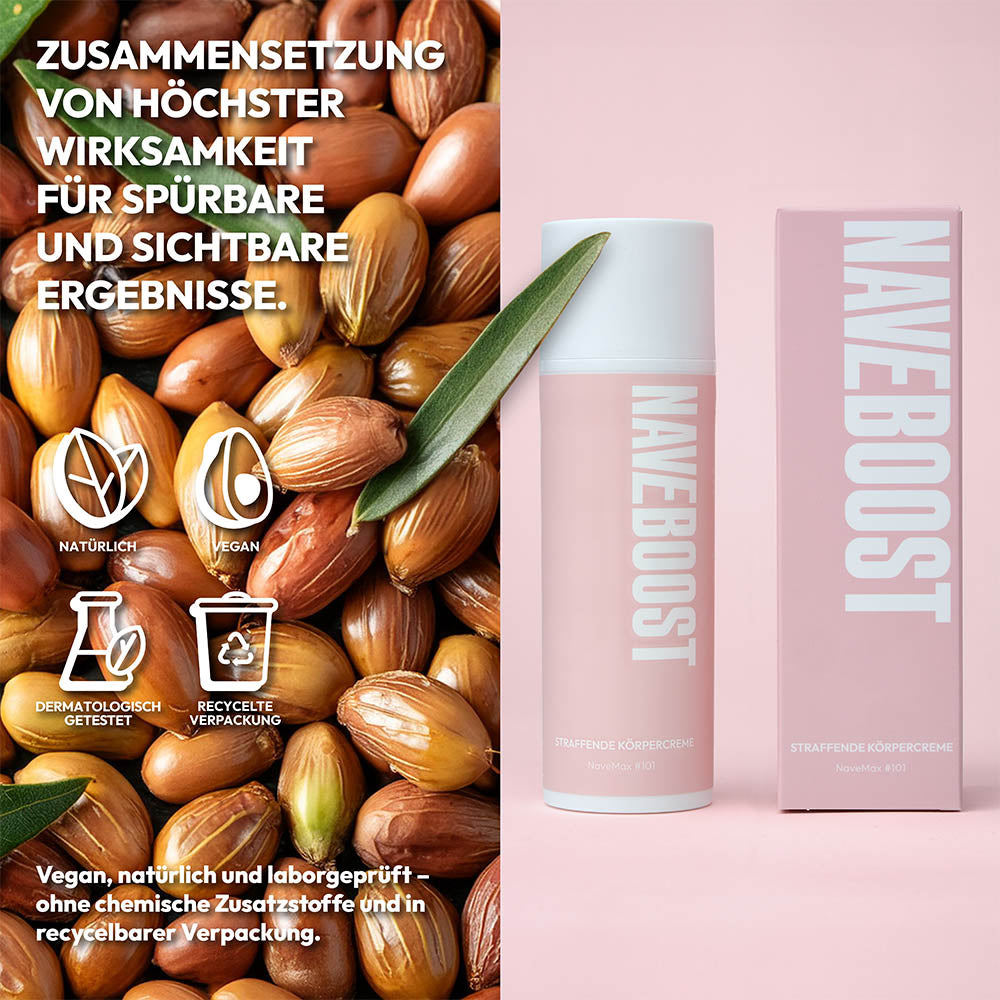 Natürliche und vegane Cellulite-Creme für Bauch, Beine und Po