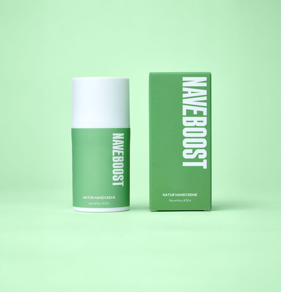 Verpackung der Natur Handcreme auf einem minimalistischen Hintergrund.
